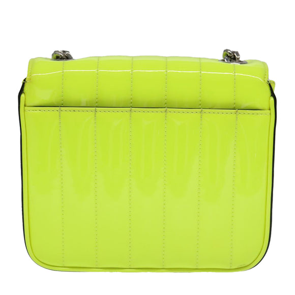 SAINT LAURENT Chain Vicky Small Bag Enamel Yellow Silver 538439 Auth 101382A