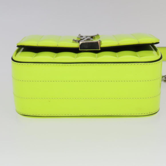 SAINT LAURENT Chain Vicky Small Bag Enamel Yellow Silver 538439 Auth 101382SAM