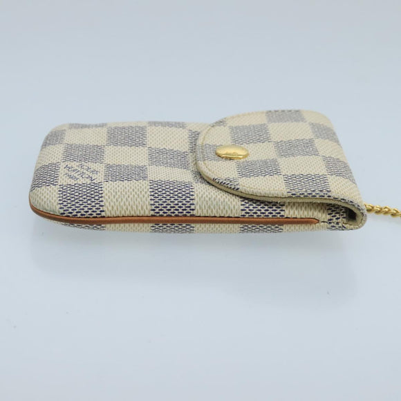LOUIS VUITTON Damier Azur Etui Telephonne MM Cell Phone Case N60026 Auth 101411V