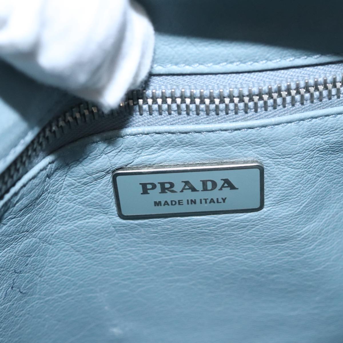 PRADA Shoulder Bag Leather Black Silver Auth 101415