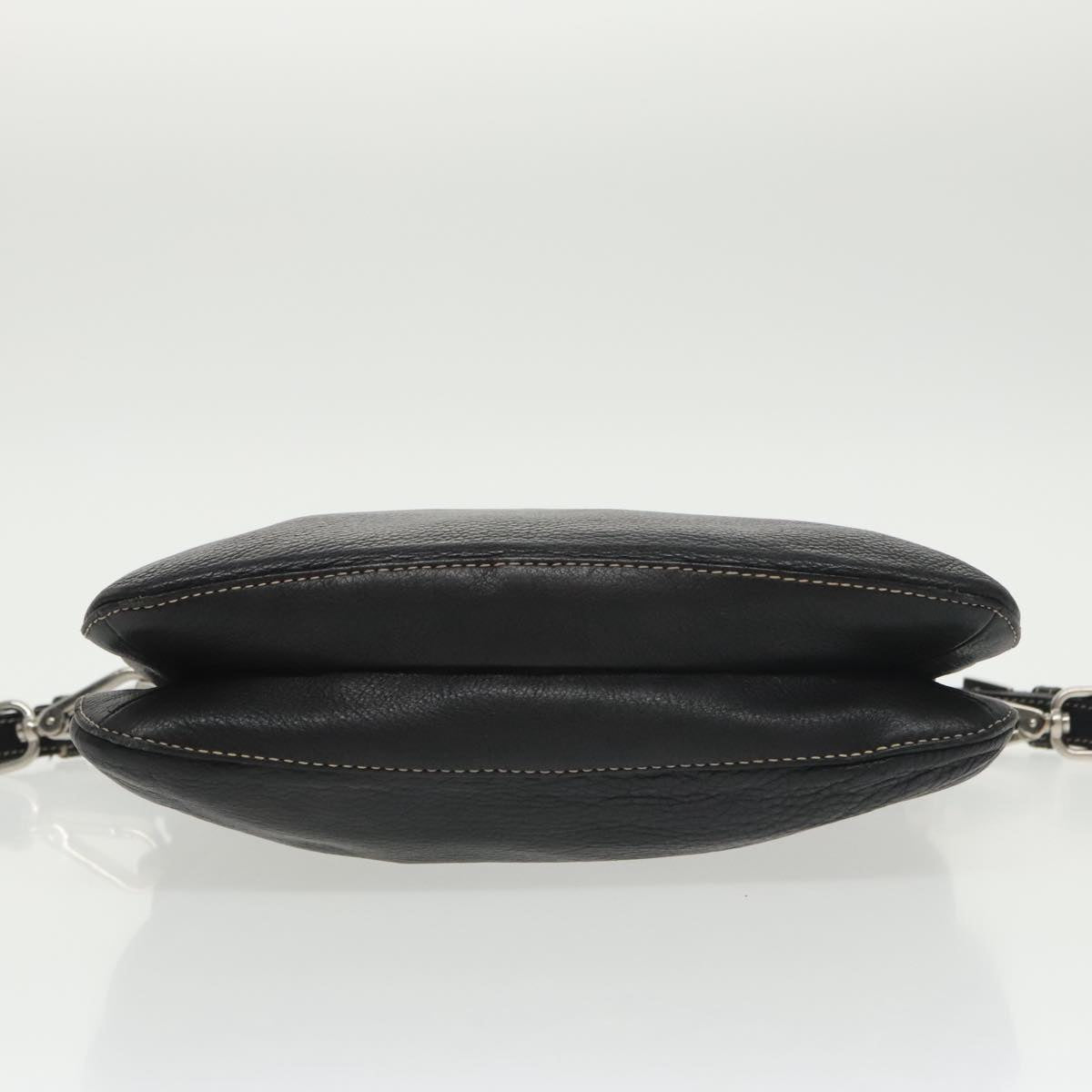 PRADA Shoulder Bag Leather Black Silver Auth 101415