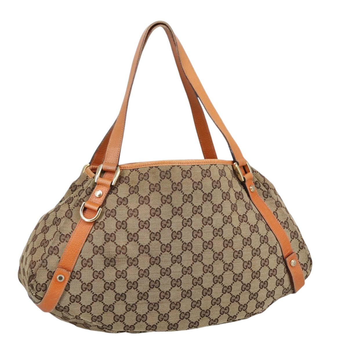 GUCCI GG Canvas Abbey Tote Bag Beige Brown Gold 130736 Auth 101439