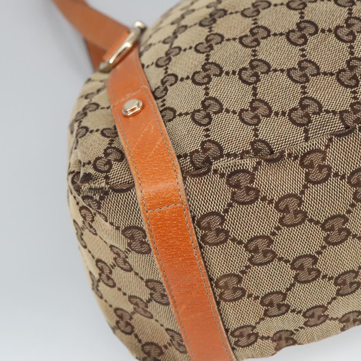 GUCCI GG Canvas Abbey Tote Bag Beige Brown Gold 130736 Auth 101439