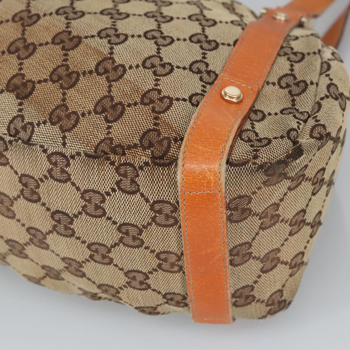 GUCCI GG Canvas Abbey Tote Bag Beige Brown Gold 130736 Auth 101439