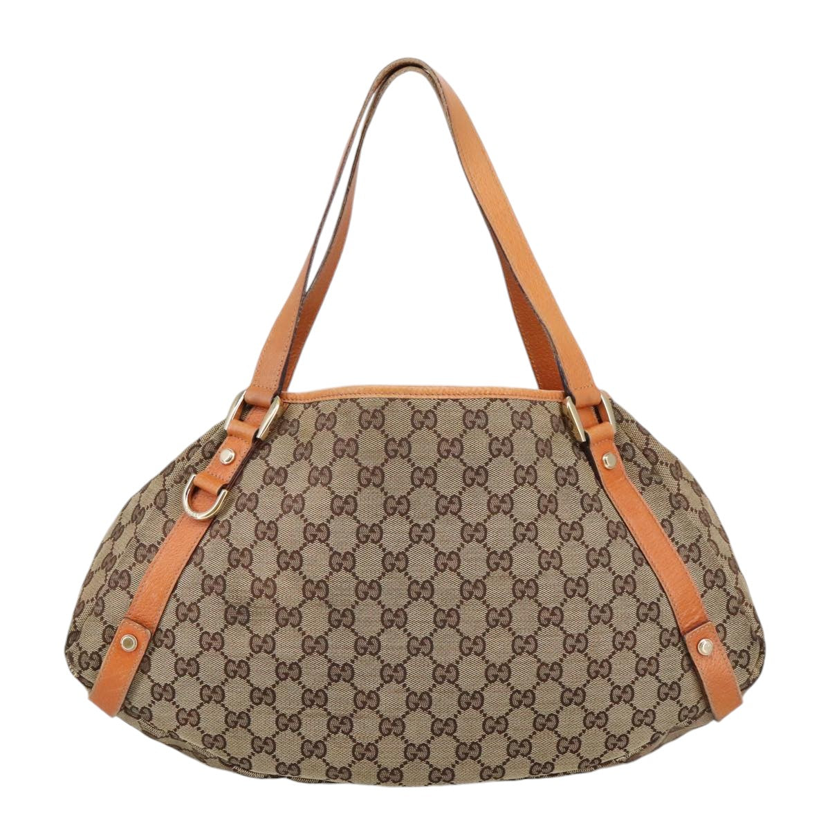 GUCCI GG Canvas Abbey Tote Bag Beige Brown Gold 130736 Auth 101439