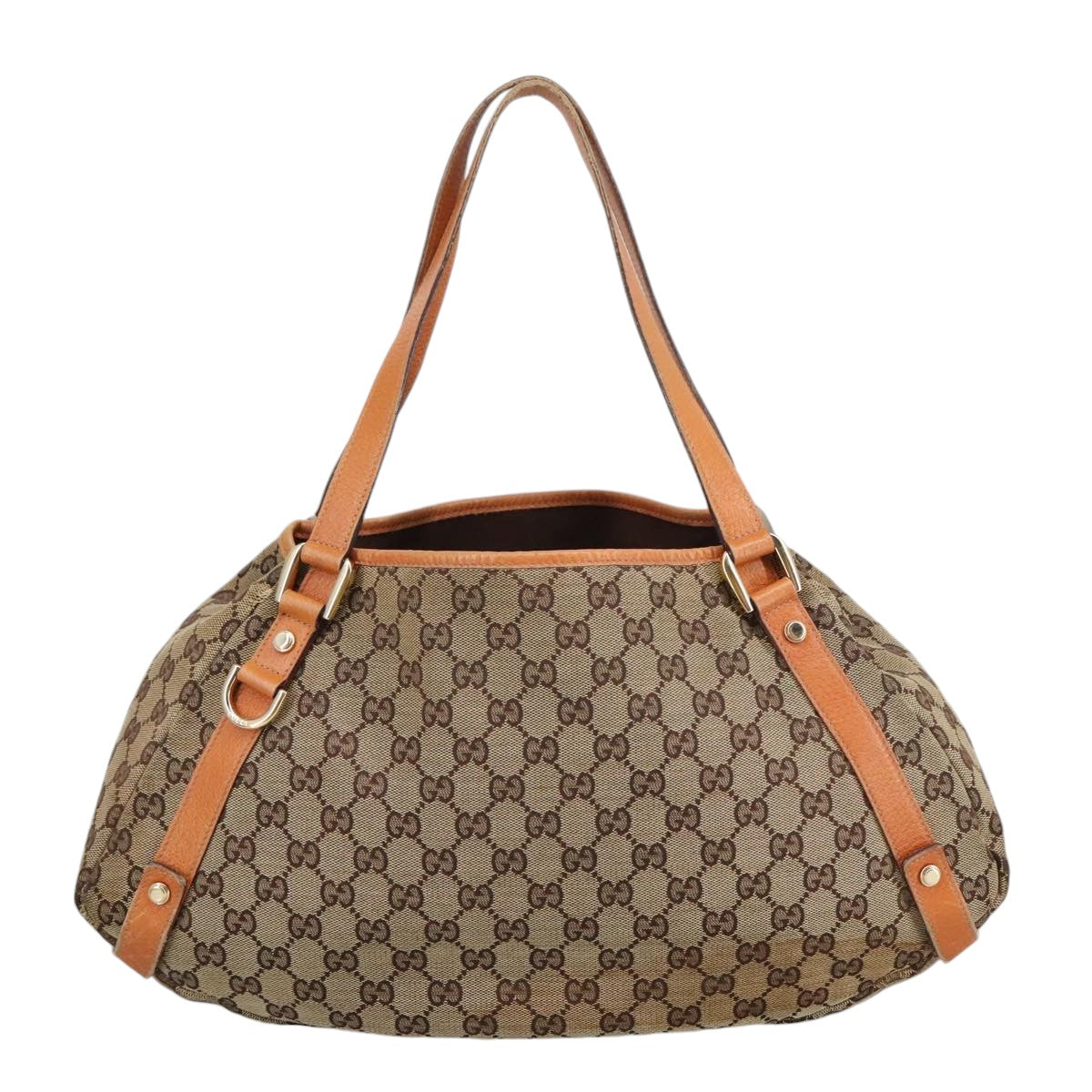 GUCCI GG Canvas Abbey Tote Bag Beige Brown Gold 130736 Auth 101439 - 0