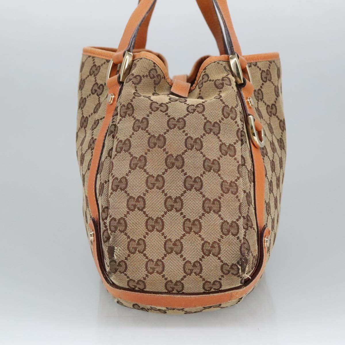 GUCCI GG Canvas Abbey Tote Bag Beige Brown Gold 130736 Auth 101439