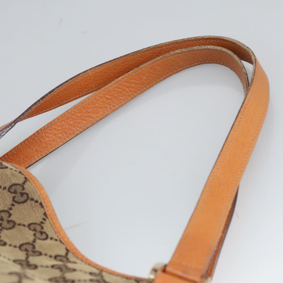 GUCCI GG Canvas Abbey Tote Bag Beige Brown Gold 130736 Auth 101439