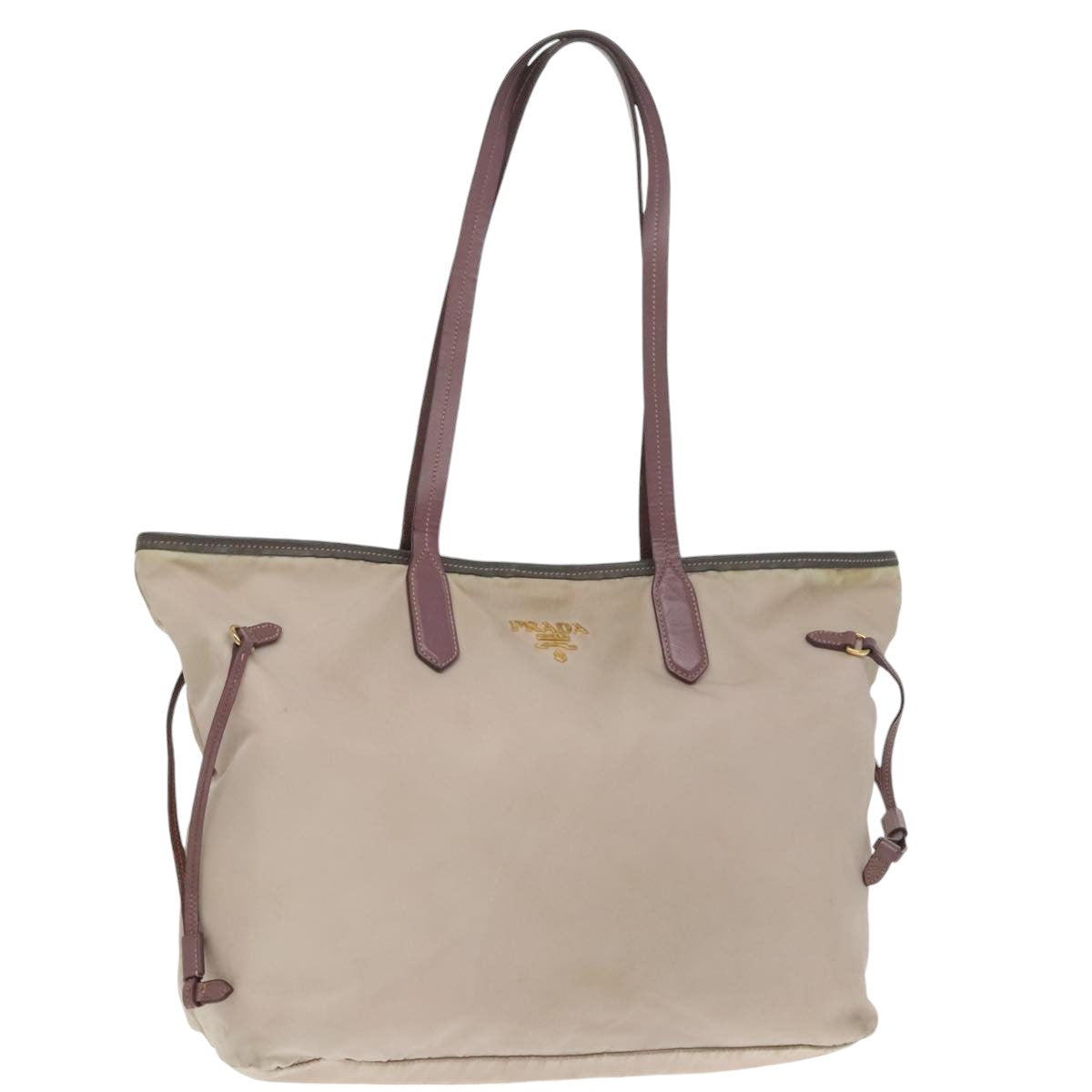 PRADA Tote Bag Nylon Pink Gold Auth 101440