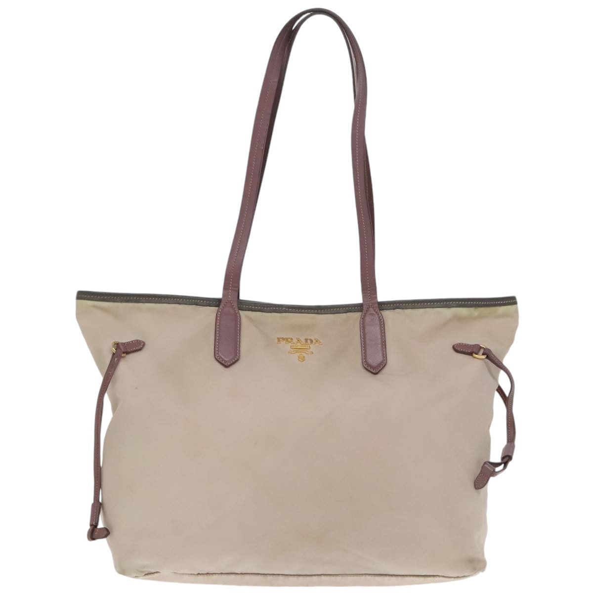 PRADA Tote Bag Nylon Pink Gold Auth 101440 - 0