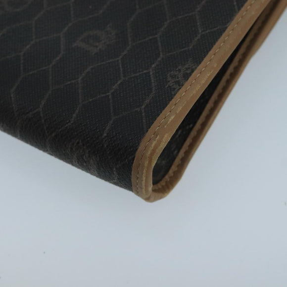 Christian Dior Honeycomb Canvas Shoulder Bag PVC Gold Black Auth 101442