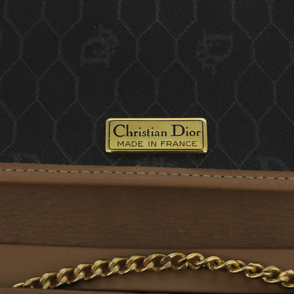 Christian Dior Honeycomb Canvas Shoulder Bag PVC Gold Black Auth 101442