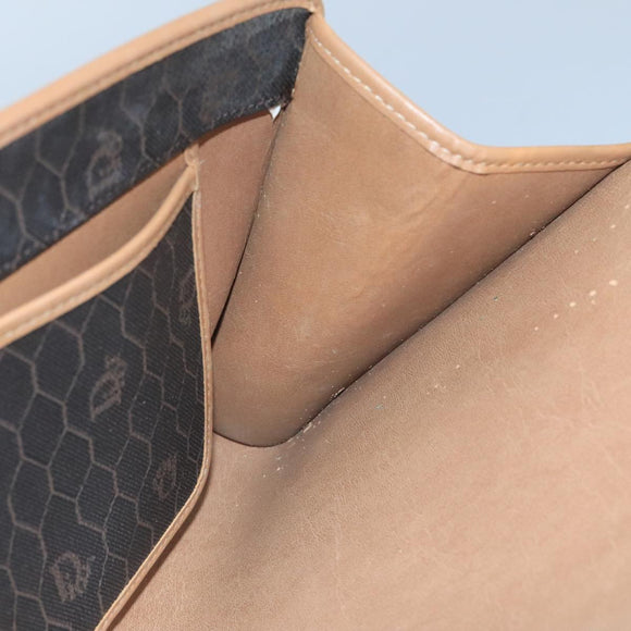 Christian Dior Honeycomb Canvas Shoulder Bag PVC Gold Black Auth 101442