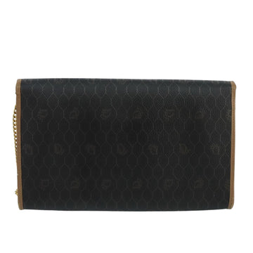 Christian Dior Honeycomb Canvas Shoulder Bag PVC Gold Black Auth 101442 - 0