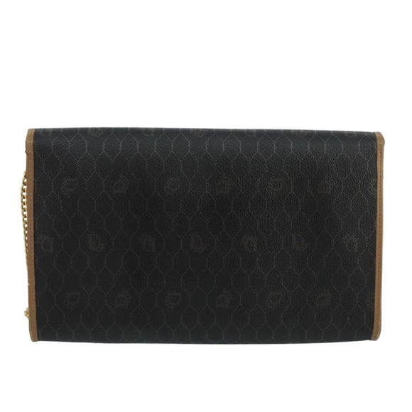 Christian Dior Honeycomb Canvas Shoulder Bag PVC Gold Black Auth 101442