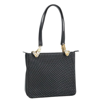 BALLY Shoulder Bag Leather Black Gold Auth 101463
