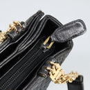 BALLY Shoulder Bag Leather Black Gold Auth 101463-10