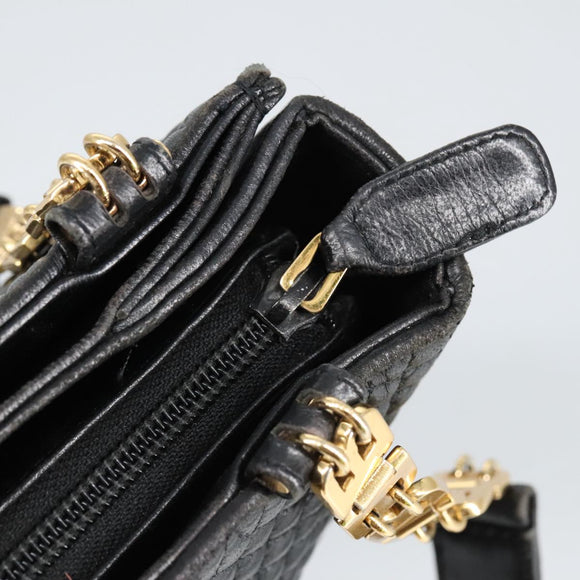 BALLY Shoulder Bag Leather Black Gold Auth 101463