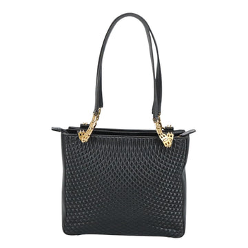 BALLY Shoulder Bag Leather Black Gold Auth 101463 - 0