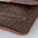 CELINE Macadam Canvas Circle Shoulder Bag PVC Leather Brown Auth 101470-14