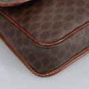 CELINE Macadam Canvas Circle Shoulder Bag PVC Leather Brown Auth 101470-15