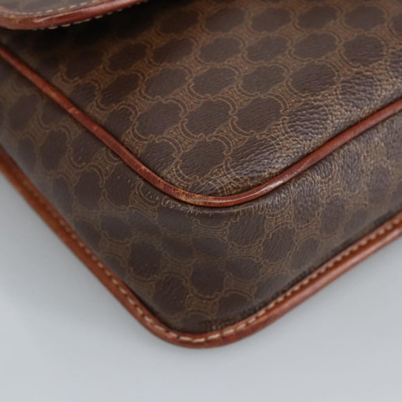 CELINE Macadam Canvas Circle Shoulder Bag PVC Leather Brown Auth 101470
