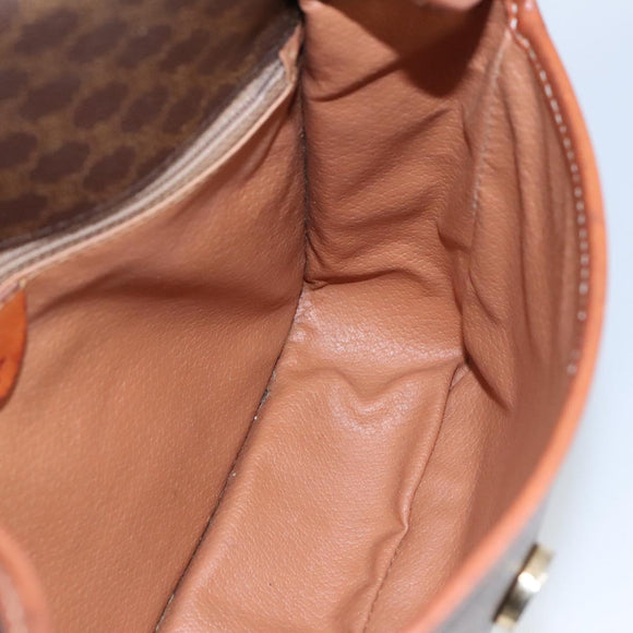 CELINE Macadam Canvas Circle Shoulder Bag PVC Leather Brown Auth 101470