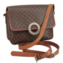 CELINE Macadam Canvas Circle Shoulder Bag PVC Leather Brown Auth 101470-1