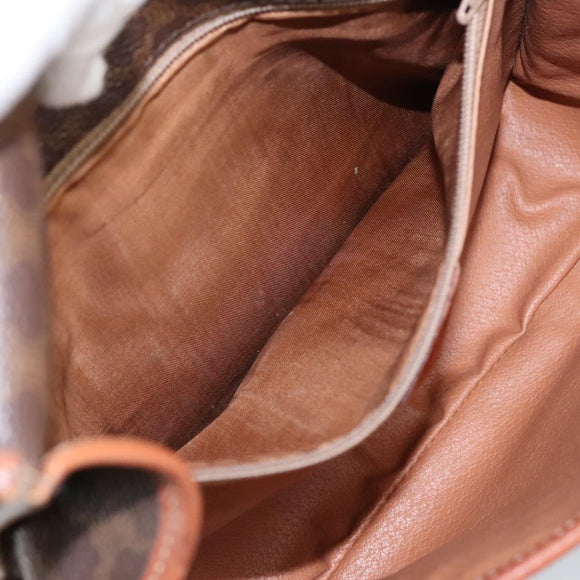 CELINE Macadam Canvas Circle Shoulder Bag PVC Leather Brown Auth 101470