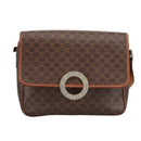 CELINE Macadam Canvas Circle Shoulder Bag PVC Leather Brown Auth 101470-13