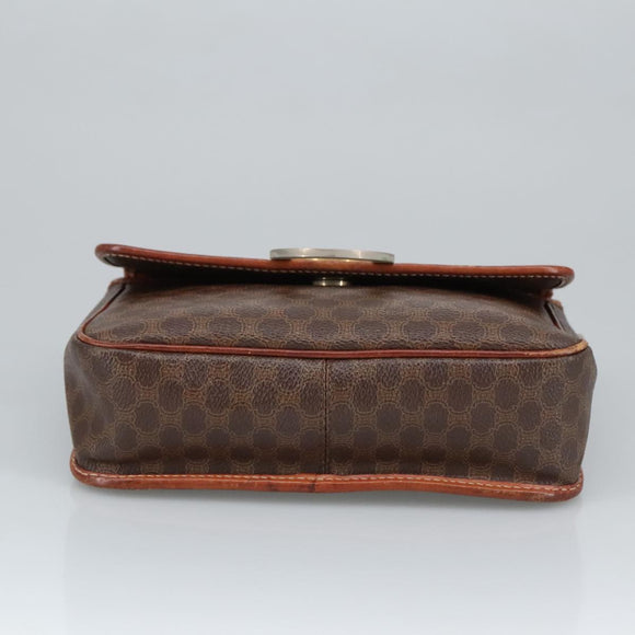 CELINE Macadam Canvas Circle Shoulder Bag PVC Leather Brown Auth 101470