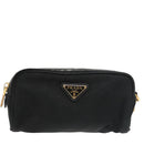 PRADA Pouch Nylon Black Gold Auth 101547-1