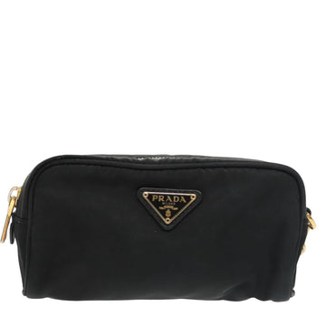 PRADA Pouch Nylon Black Gold Auth 101547
