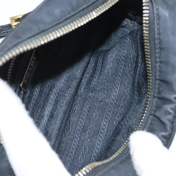 PRADA Pouch Nylon Black Gold Auth 101547