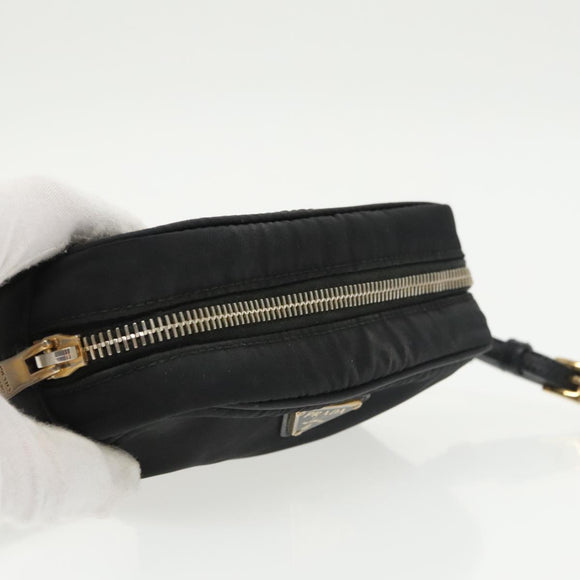 PRADA Pouch Nylon Black Gold Auth 101547