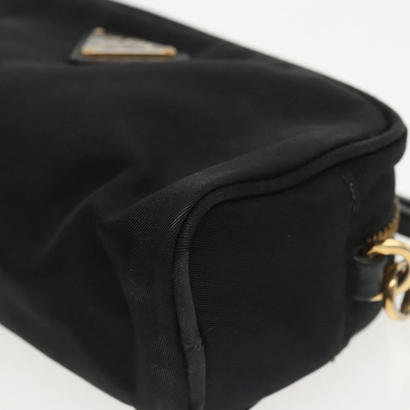 PRADA Pouch Nylon Black Gold Auth 101547