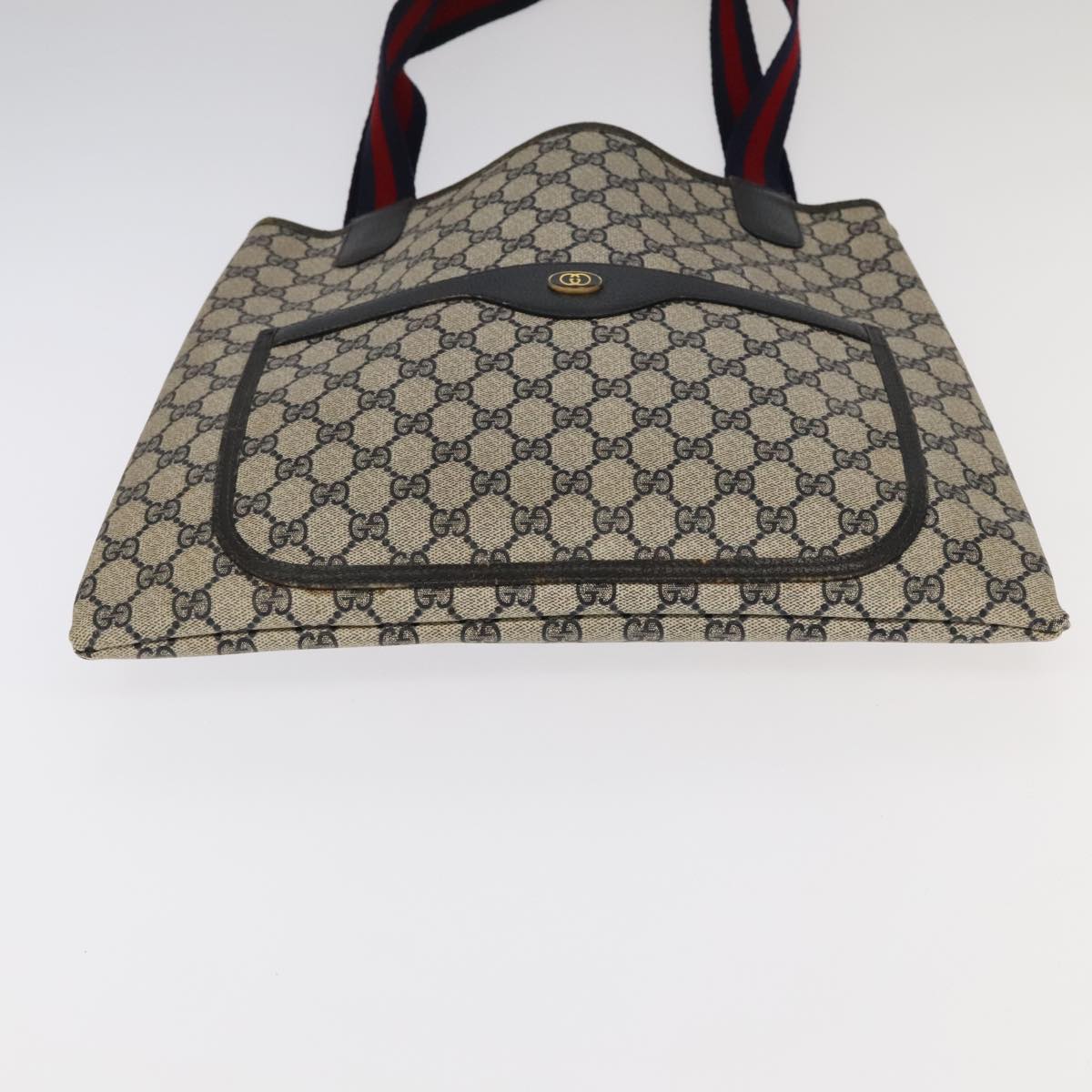 GUCCI GG Supreme Sherry Line Shoulder Bag PVC 5Set Beige Red Auth 101558