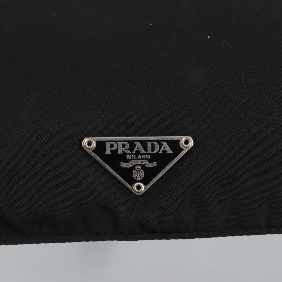 PRADA Shoulder Bag Nylon Black Silver Auth 101568