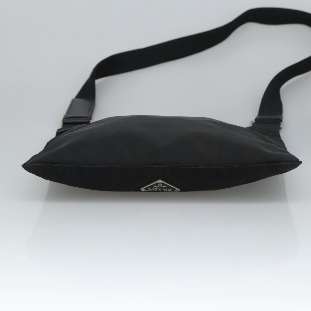 PRADA Shoulder Bag Nylon Black Silver Auth 101568