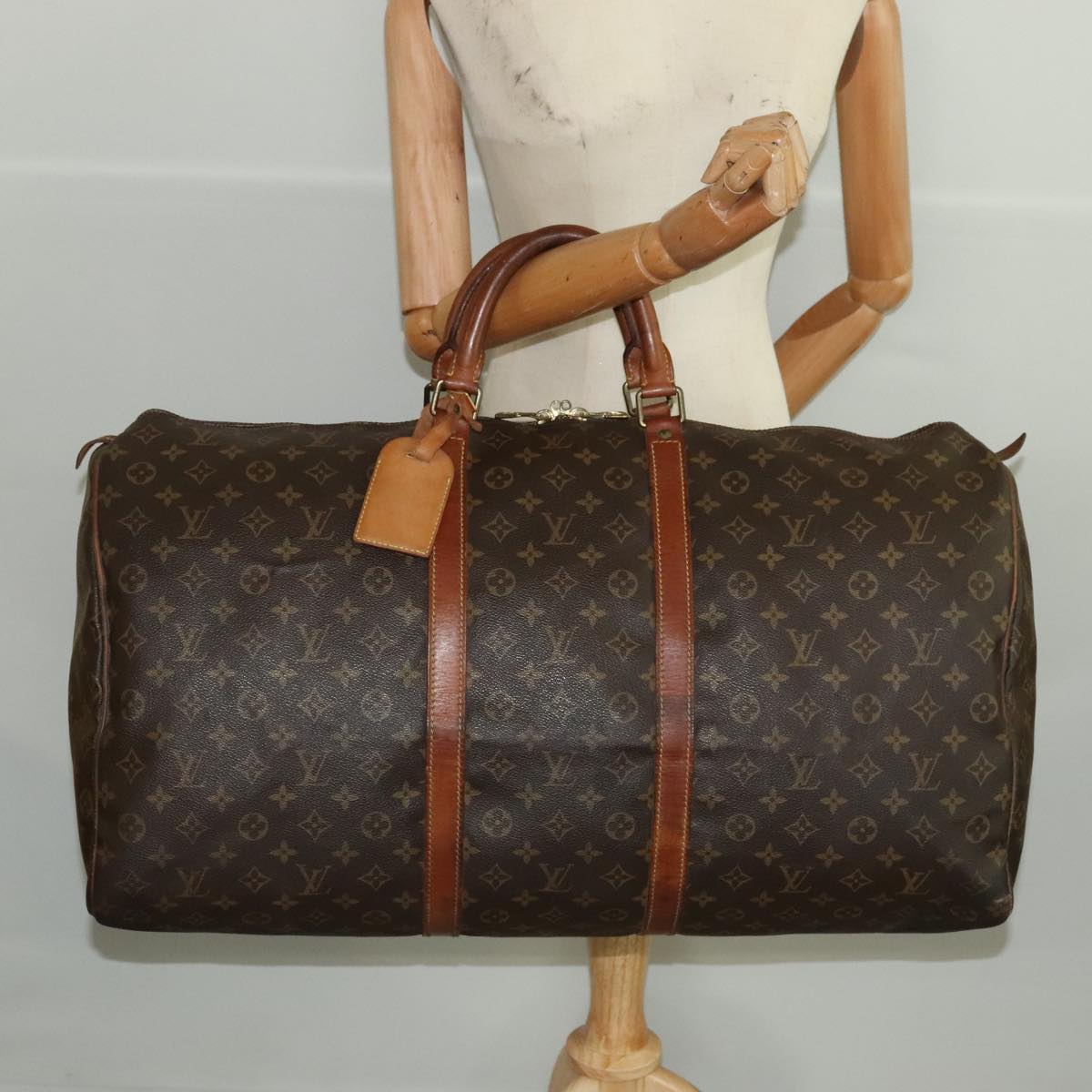 LOUIS VUITTON Monogram Keepall 60 Boston Bag M41422 LV Auth 101571