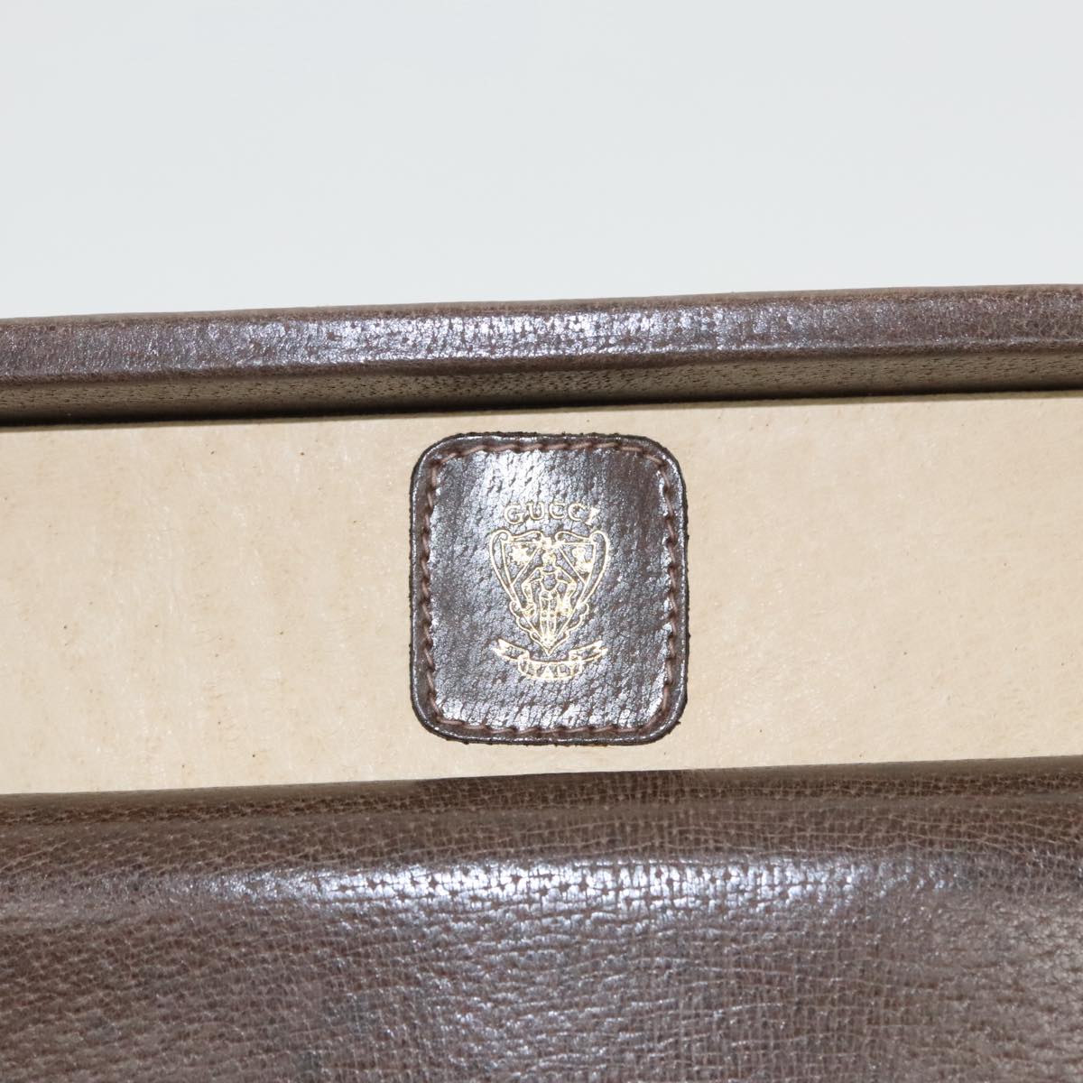 GUCCI Trunk Leather Brown Gold Auth 101575