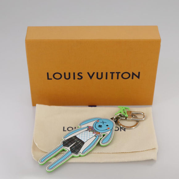LOUIS VUITTON Porte Cles LV Rabbit Key Ring Leather Blue MP2917 LV Auth 101591
