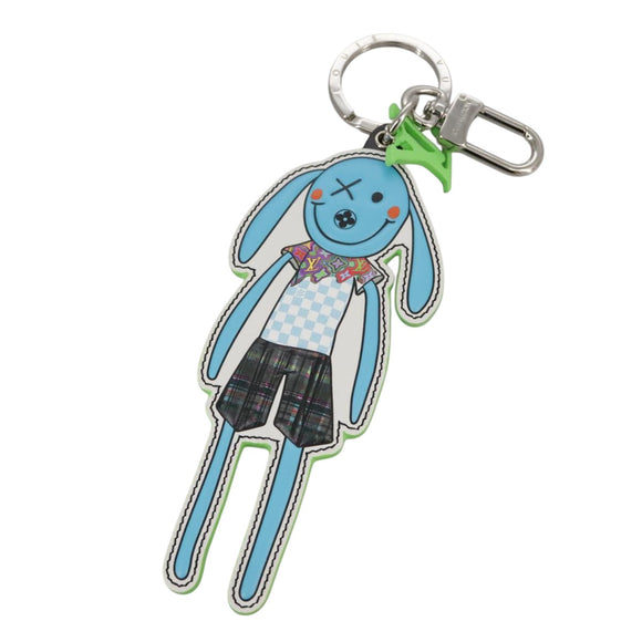 LOUIS VUITTON Porte Cles LV Rabbit Key Ring Leather Blue MP2917 LV Auth 101591