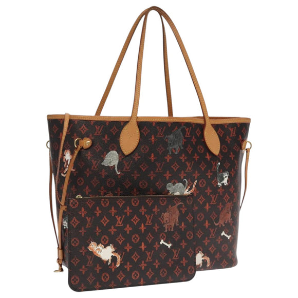 LOUIS VUITTON Catgram Neverfull MM Tote Bag M44441 LV Auth 101672SM