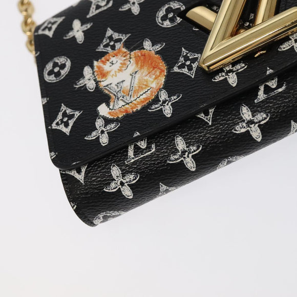 LOUIS VUITTON Monogram Catgram Portefeuille Chain Wallet Black M63888 101778S