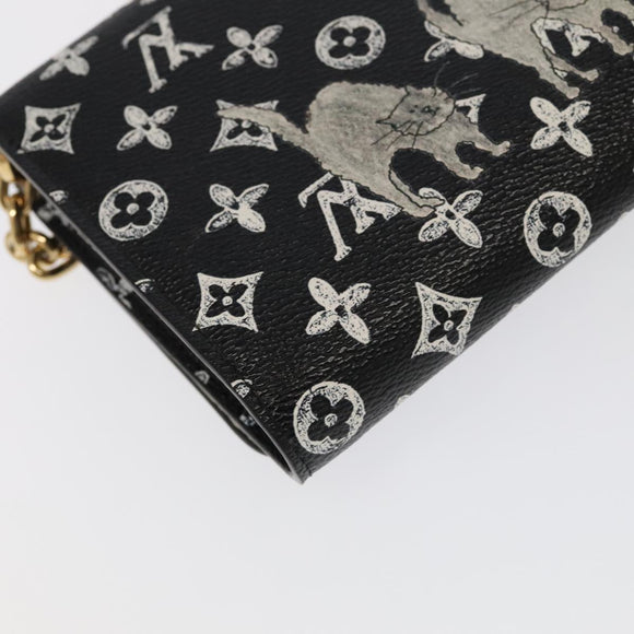 LOUIS VUITTON Monogram Catgram Portefeuille Chain Wallet Black M63888 101778S