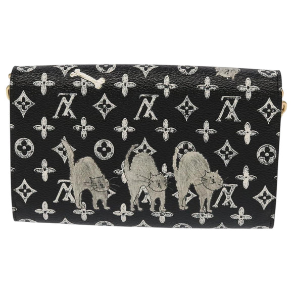 LOUIS VUITTON Monogram Catgram Portefeuille Chain Wallet Black M63888 101778S