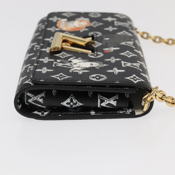 LOUIS VUITTON Monogram Catgram Portefeuille Chain Wallet Black M63888 101778S
