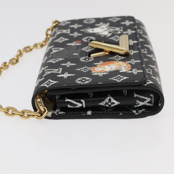 LOUIS VUITTON Monogram Catgram Portefeuille Chain Wallet Black M63888 101778S