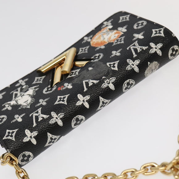 LOUIS VUITTON Monogram Catgram Portefeuille Chain Wallet Black M63888 101778S